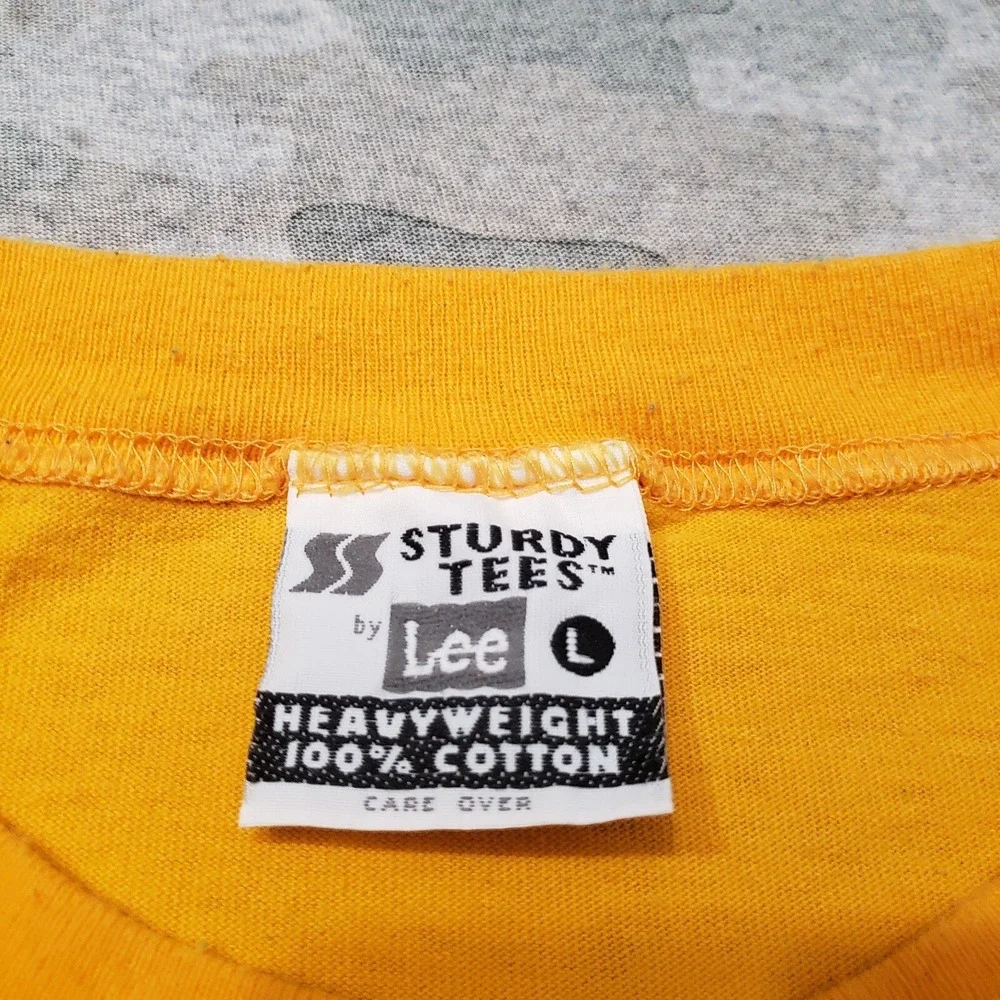 Vintage Lee‎ Shirt Mens Large Yellow Blank Heavyweight Sturdy Tees Short Sleeve